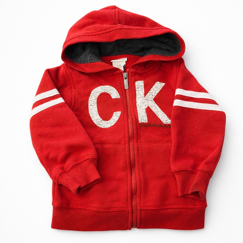 Calvin Klein CK Toddler Hoodie 24 Months Red Zip Sweatshirt Jacket
